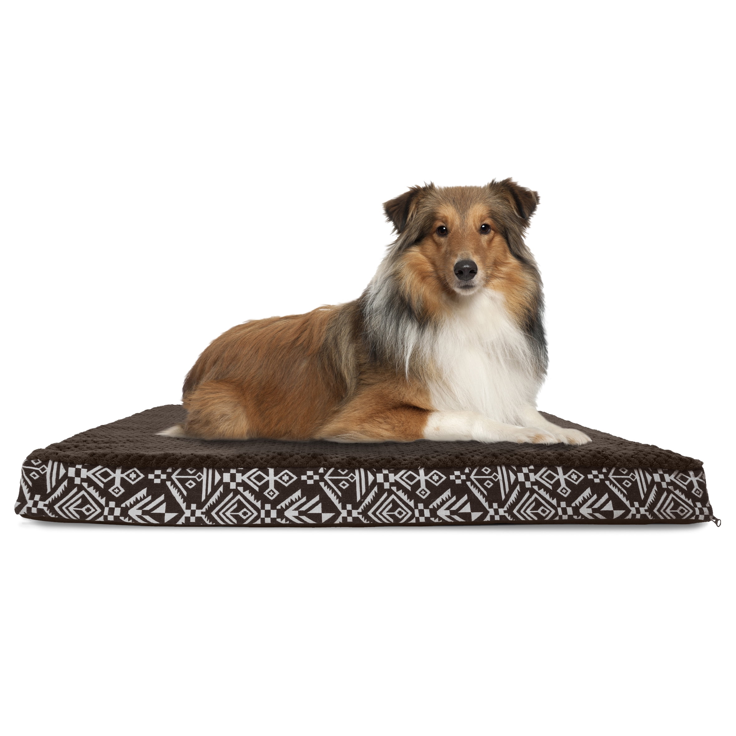 furhaven curly fur bolster dog bed