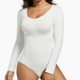 thumbnail image 4 of WMTBSRSW Plus Size Shapewear Long Sleeve Bodysuit for Women Tummy Control Crew Neck Body Suits Tops Slim Fit One Piece Thong Jumpsuits, 4 of 7