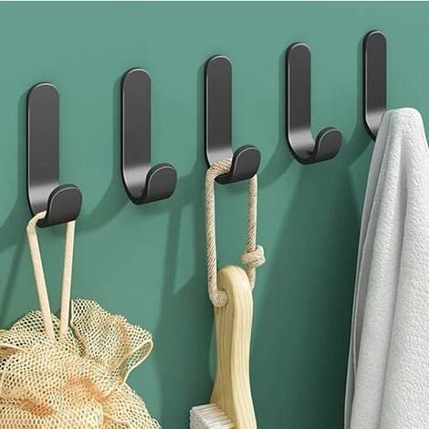 Estrela Gancho de Pared Adhesivo, 10 Piezas Gancho de Pared Gancho Adhesivo Negro, Gancho Autoadhesivo de Acero Inoxidable, Ganchos de Pared Autoadhesivos para Baño Cocina Oficina
