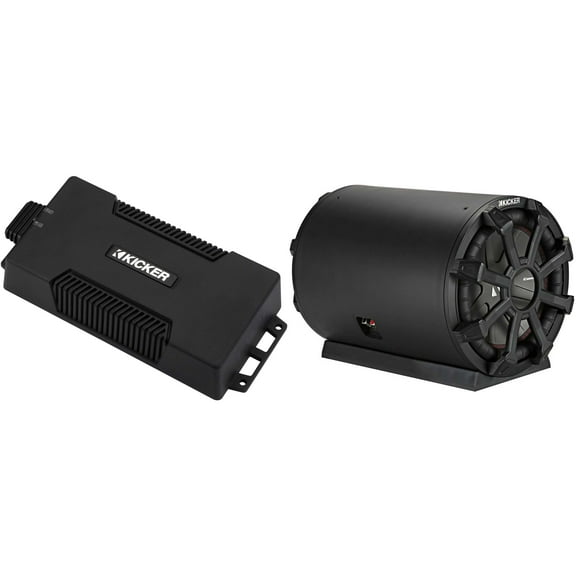 Kicker 48PXA6001 Weatherproof Powersport Mono Amp & 8" TB 4 Ohm Loaded Enclosure Subwoofer