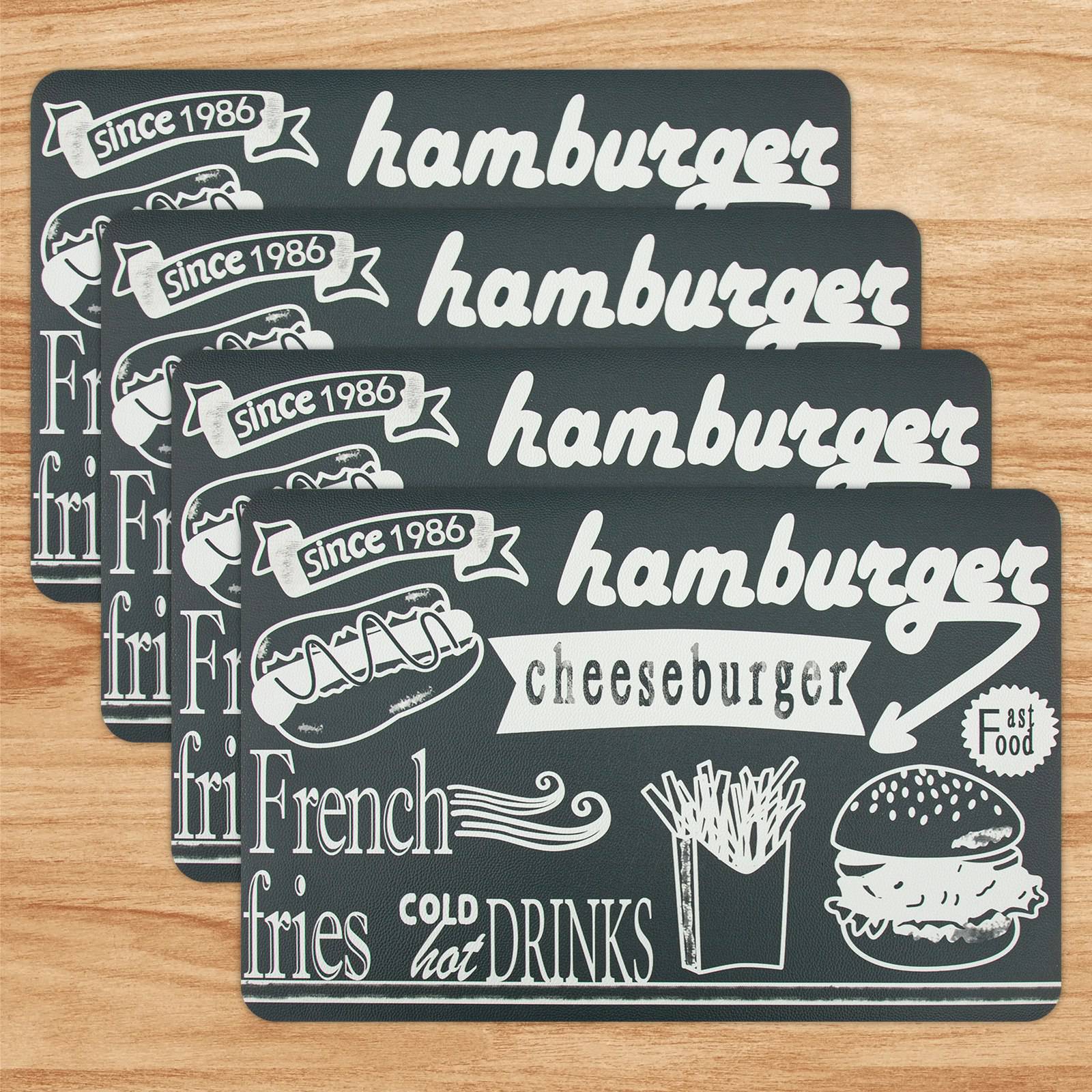 RAY STAR Placemats Set of 4, Vinyl Washable Wipeable Place Mats-12inx18in, Heat Resistant Waterproof Place Mat