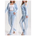 thumbnail image 6 of Women's 2 Piece Tracksuit Set Sexy Cold Shoulder Full Zip Jacket and Split Hem Jogger Pants Outfits S-2XL, 6 of 9