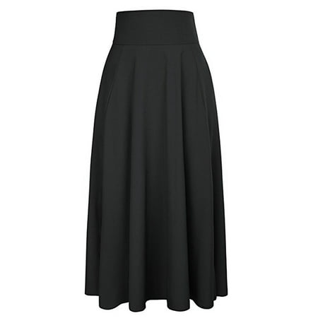 - Fancyleo Women High Waist Long Skirt Dress Pleated A Line Front Slit Belted Maxi Skirt