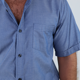 thumbnail image 2 of Camisa Formal Manga Corta Azul Jaspe Tela Con Textura para Hombre, 2 of 3