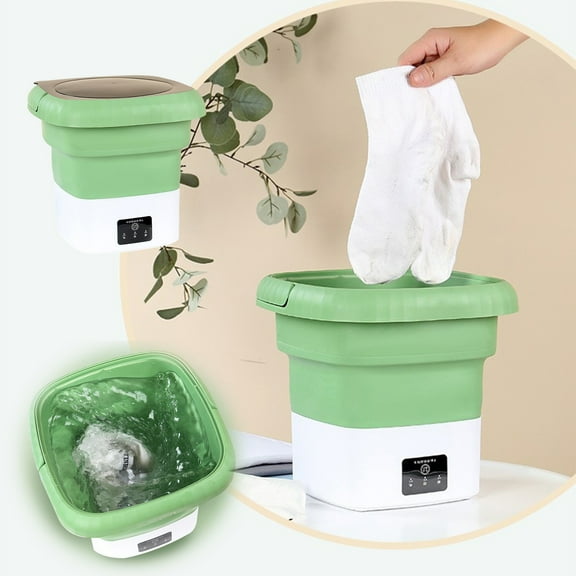 pvdgvd Portable Foldable Mini Washing Machine, 9L Capacity for Underwear Baby Clothes, European Plug with Dehydration Function, Suitable for Apartments Dormitories Camping Travel