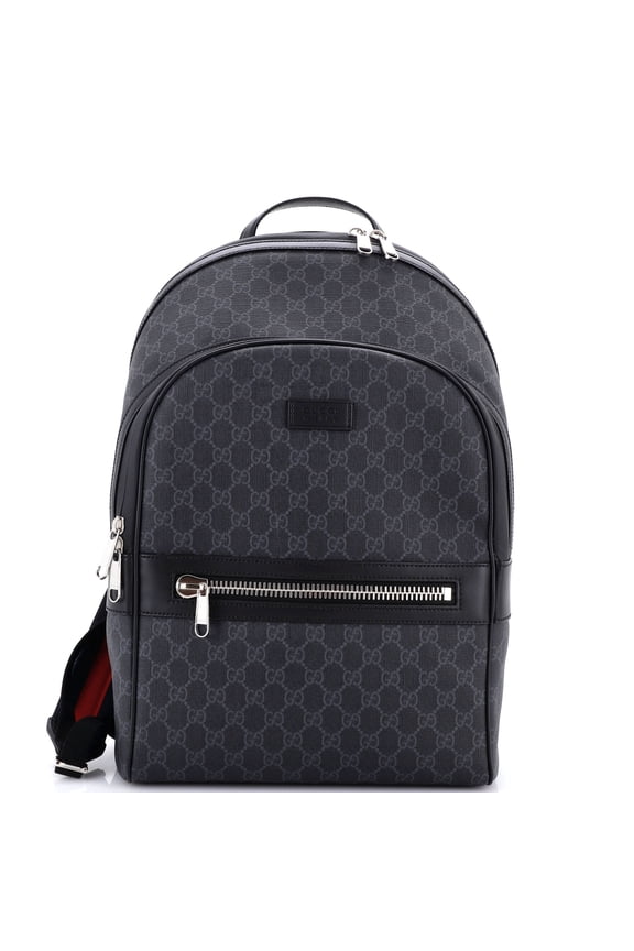 Pre-Owned Front Zip Pocket Backpack GG Coated Canvas Medium By Rebag
