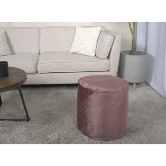 Cylinder Pouf In Blush Pink, 16"x16"x16", Velvet & Floor Cushion, 200lb Weight Limit, Spot Clean, Bead Filled Pink Cushion Pouf, Velvet, Capacity,