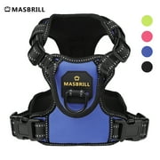 MASBRILL Reflective Dog Harness No Pull Dog Vest Harness With Handle, Breathable Padded Dog Chest Harness Adjustable for Small Medium Large Dog-Blue