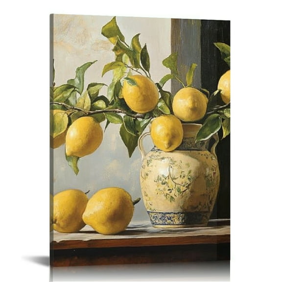 ZFLMY Lemons Wall Decor Canvas Art for Home Living Room Bathroom Bedroom Office, Perfect Gift for Various Occasions, Decorative Framed Artwork 12x16in