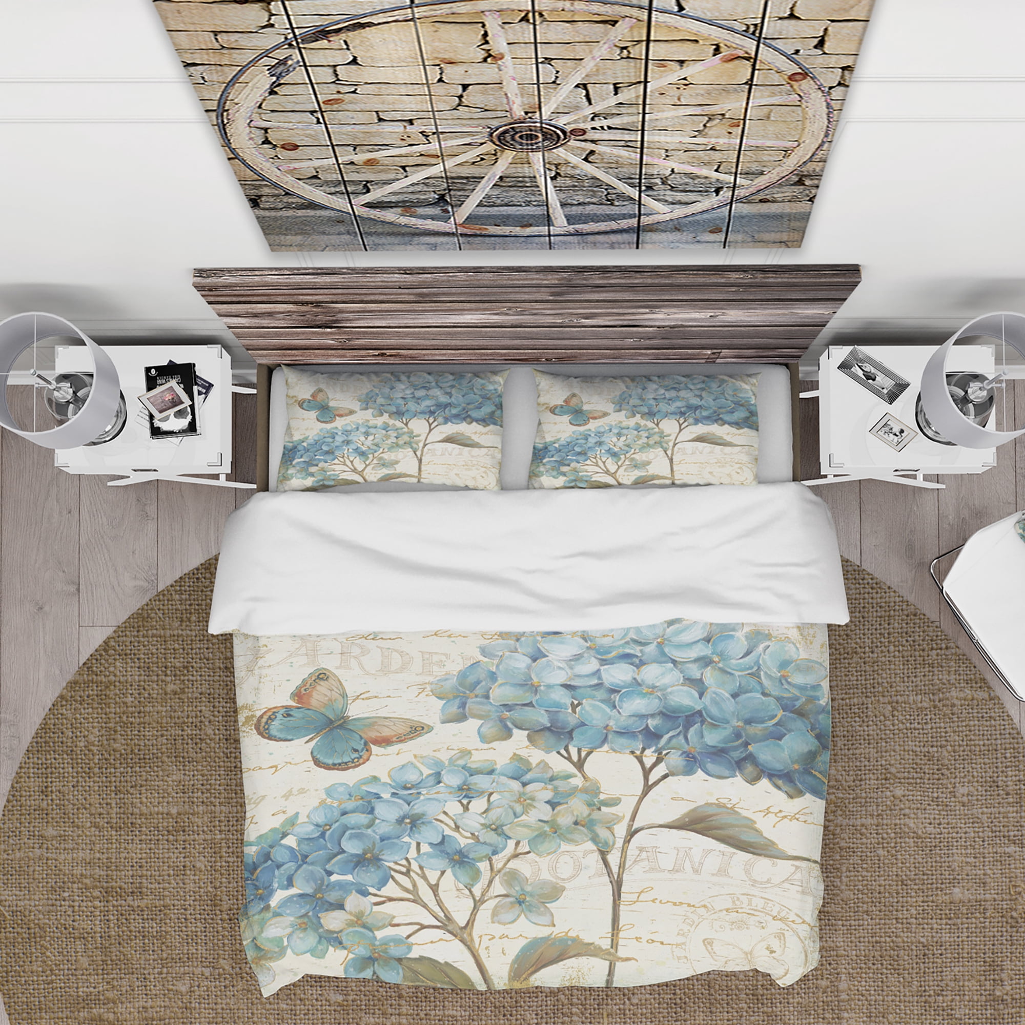 Designart 'butterfly Blue Garden II' Cottage Duvet Cover Set