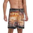 thumbnail image 2 of Wukai Hand Drawn Vintage Coffee Men’s Short Pajama Pants With Pockets Soft Sleep Pj Shorts for Men-4X-Large, 2 of 6