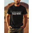 thumbnail image 1 of Men's "God Wins" Graphic T-Shirt - 100% Cotton, Breathable & Comfortable, Casual Round Neck Short Sleeve Tee with Desert Canyon Print, Ideal for Summer, 1 of 4