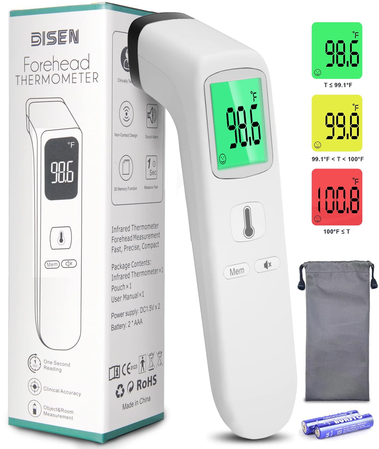 Suitable for Infant and Adult Fever Detection Two-in-one Ear and Forehead Thermometer high-Precision Infrared Digital Thermometer