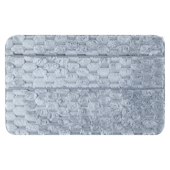 Unique Bargains Soft Absorbent Non-Slip Washable Bath Mat Grey 20" x 32"