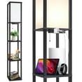 thumbnail image 5 of OUTON Floor Lamp with Shelves, Standing Lamp with USB & Type C & Power Outlet, 3 Color Temperature with Linenshade for Living Room, Bedroom, Black, 5 of 14