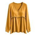 thumbnail image 6 of NominalSnug Tassel Tops for Women Fall Winter Long Sleeve Shirts V Neck Babydoll Loose Fit Blouses, 6 of 6