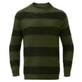 thumbnail image 4 of Mens Pullover Sweater Striped Knitted Round Neck Loose Fit Mens Workout Jacket,Green,2XL, 4 of 5