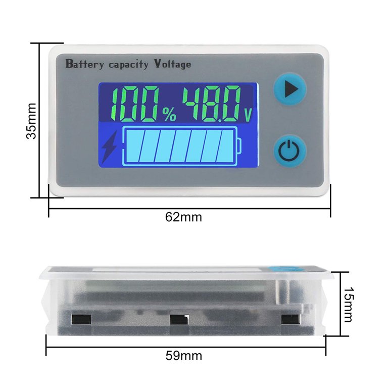 BE-TOOL 48V Battery Voltage Tester - LCD Display Monitor For Lead-Acid & Lithium Batteries In Cars & Vehicles
