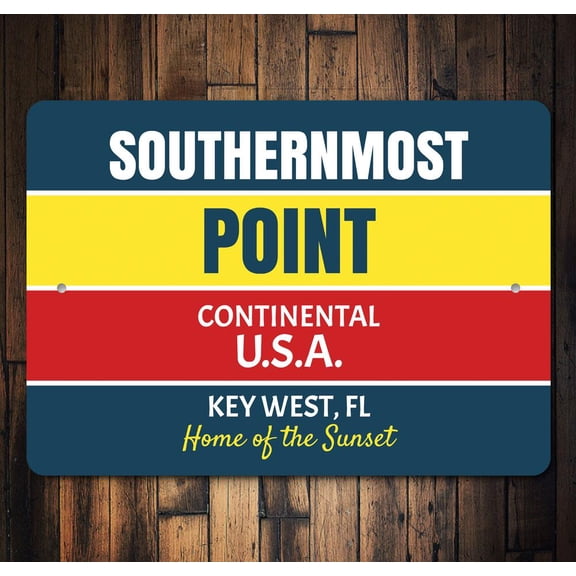 Southernmost Point Novelty Decor, Metal Wall Sign - 10x14 Inches