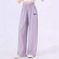 thumbnail image 2 of Kids Toddler Sweatpants Casual Straight Wide Leg Sweatpants Purple Sweatpants Baggy Pants Cute Girl Clothes 9-10 Years, 2 of 4