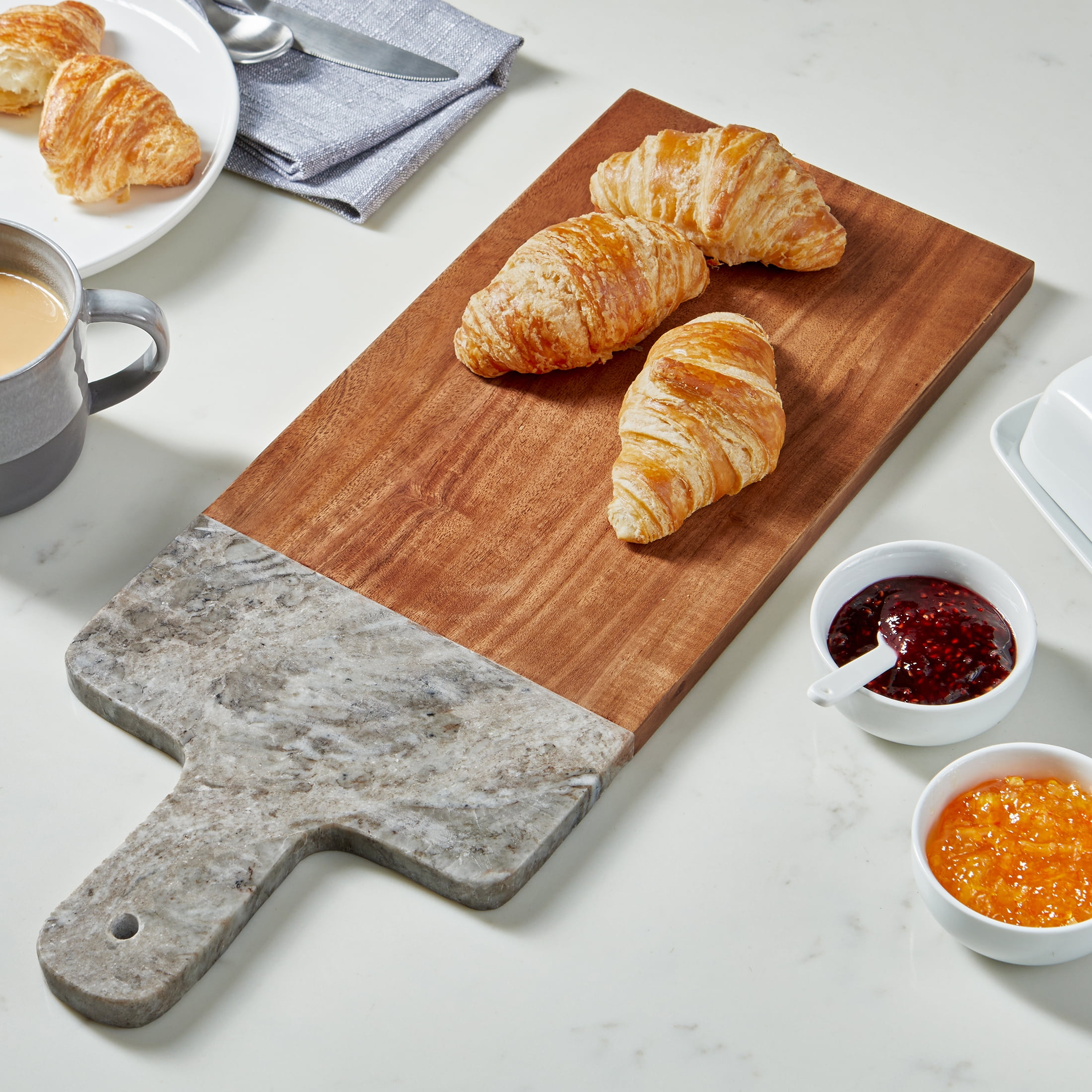 Better Homes & Gardens Natural Acacia Wood and Marble Charcuterie Board, One Size