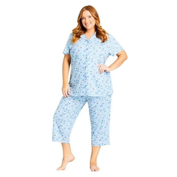 Avenue Women's Plus Size Bunny Button Up Sleep Top