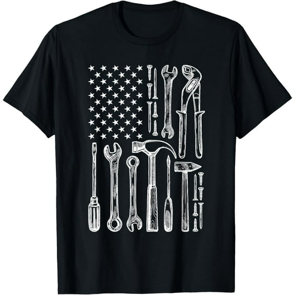 Playful Comfort Tee - Mechanic Carpenter Repairman Craftsman Vintage American Flag T-Shirt