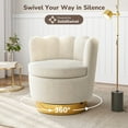 thumbnail image 4 of BELLEZE Swivel Accent Chair, Velvet Modern Round Petal Swivel Barrel Chair, 360° Upholstery Swivel Sofa Armchair, Comfy Swivel Accent Chair for Living Room Bedroom [Set of 2] - Lotus (White), 4 of 7
