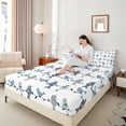 thumbnail image 3 of jejeloiu Whimsical Bird Queen Sheets For Men Women,Branch Pattern Queen Sheet Sets,Blue White,4 Pieces,1 Flat Sheet, 1 Fitted Sheet and 2 Pillowcases, 3 of 6