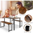 thumbnail image 6 of AOJDVE Moccha Dining Table Set for 4, 3-Piece Modern Breakfast Table Set with 2 Benches & Metal Frame,43.5" Wood Kitchen Table Set, Space-Saving Dinette Set for Small Spaces,Dining Room, Rustic Brown, 6 of 10