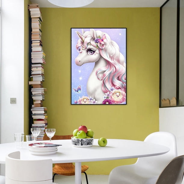 Cuadros Decorativos Kit de pintura de diamante redondo de taladro completo con imagen de caballo de cuerno DIY (B603) DQrwqpou Nuevos Originales