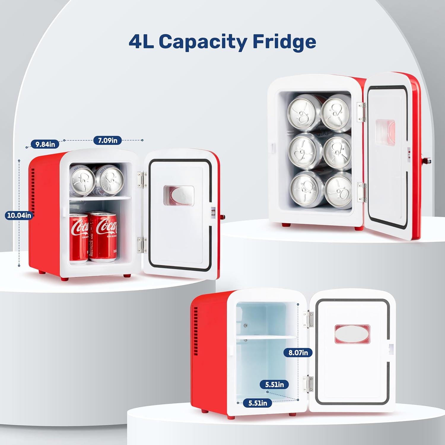 Simple Deluxe Red Mini Fridge – 4L Skincare & Beverage Cooler Warmer with Window, Aesthetic & Freon-Free