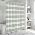 thumbnail image 6 of Sage Green Stripe Shower Curtain, Waterproof Shower Curtains for Bathroom, Modern Simple Geometric White Striped Washable Fabric Bathtub Curtain Set Bath Decor with 12 Hooks 48"x72", 6 of 8