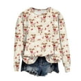 thumbnail image 5 of TTUHYWXI Womens Ugly Christmas Deer Sweatshirts Fashion Xmas Pullover Tops Fall Casual Crewneck Long Sleeve T Shirts Oversized (Beige, XL), 5 of 6