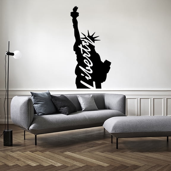 Pulse Vinyl Vinyl Wall Art Decal - Statue of Liberty Sign - 45" x 23" - I Love New York Contemporary Sign Decoration Wall Art - Business Wall Decor - Modern Interior Wall Art (45" x 23"; Black)