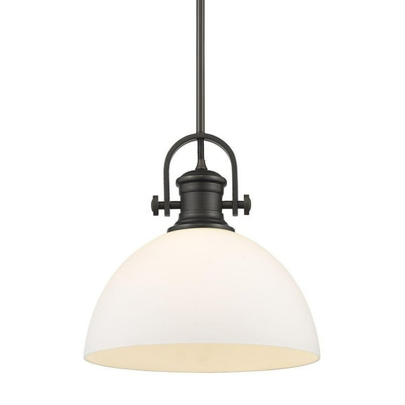1 Light Pendant-13.13 inches Tall and 13.5 inches Wide-Rubbed Bronze Finish-Opal Glass Color Bailey Street Home 170-Bel-4158997