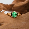 thumbnail image 2 of Oval Cut Green Sapphire Split Handmade Band Ring, Promise Proposal Delicate Ring, 925 Silver Side Black Onyx Engagement Ring, Oval Gemstone Ring, Gift for Wife, 2 of 5