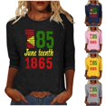 thumbnail image 5 of YanHoo T-Shirts à Manches 3/4 pour Femmes, T-Shirts Graphiques à Manches 3/4, Col Rond, Coupe Ample, Pull Habillé pour Fête, Soldes, 5 of 5