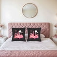 thumbnail image 2 of Stylish Pink Cityscape Throw Pillow Covers 18x18in Set of 2 - Perfect for Couch Bed or Car - Modern Design with Skyscrapers & Moon, 2 of 8