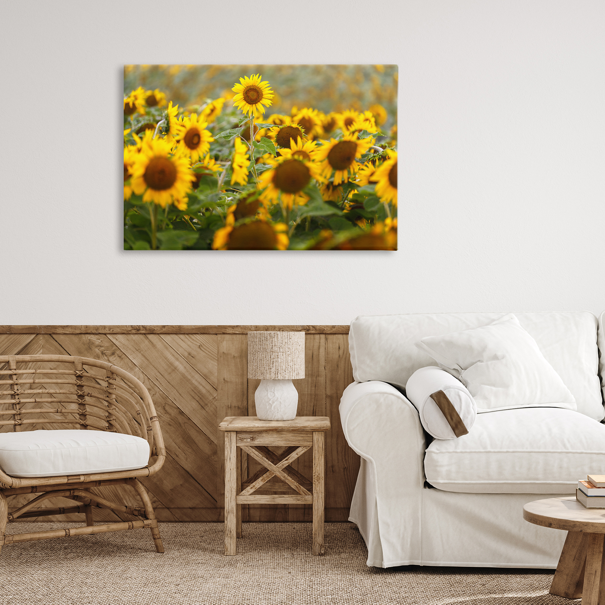 Central Sunflower in Meadow Canvas Wall Art, design by Andy Crawford