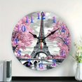 thumbnail image 2 of Eiffel Tower, Pink Trees Wood Wall Clock Wall art Decor, Battery Operated (AA Not Included) Great for Living Room, Kitchen, Dorm Decoration and Daily Practical Gift, 2 of 6