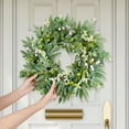 thumbnail image 3 of 20" Eucalyptus Wreath for Front Door - Large Artificial Greenery Outdoor Wreath for Porch, Window,Farmhouse,Home,Holiday,Christmas Hanging Decor- Spring, Summer, Fall, All Seasons, 3 of 9