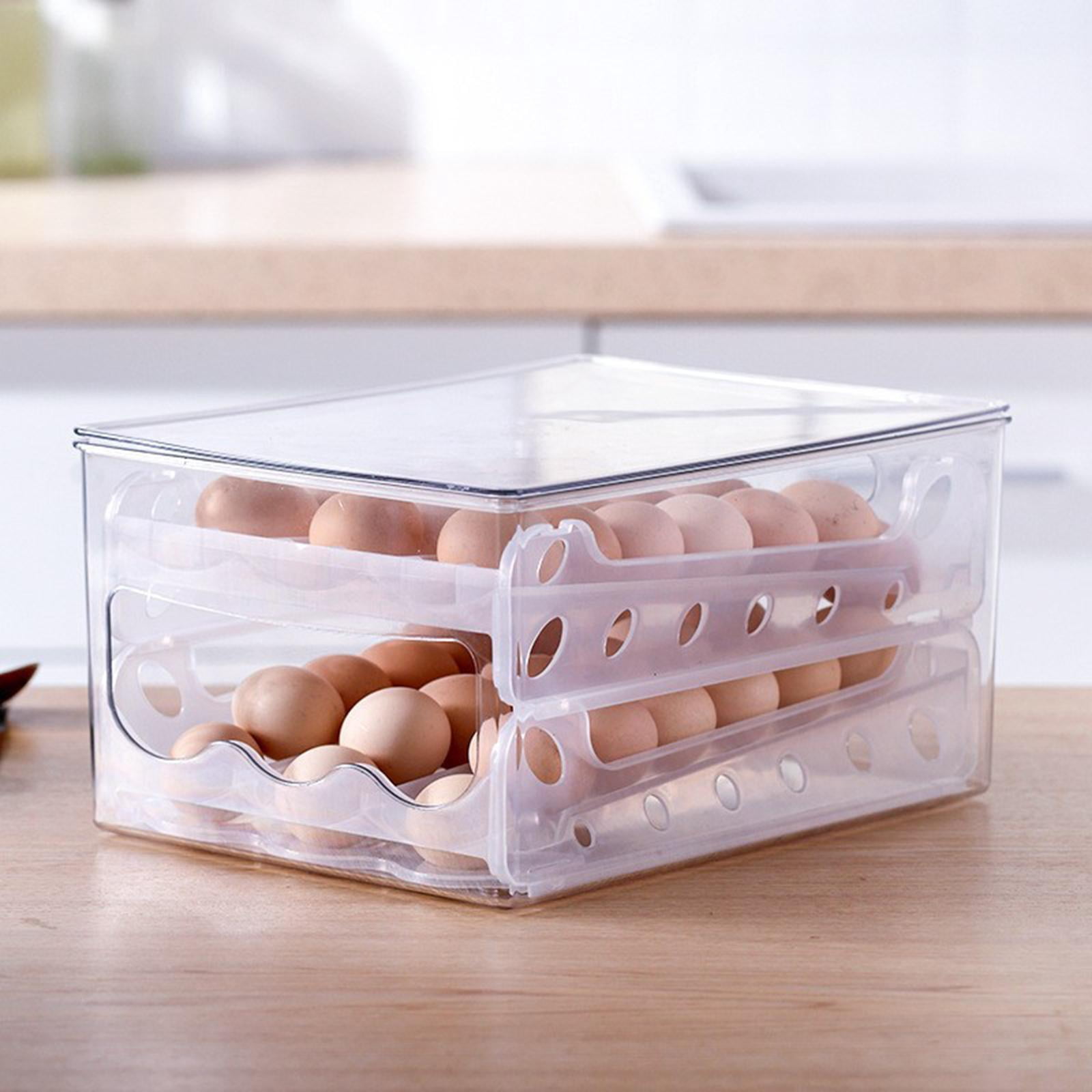 Fiocias Egg Tray for Fridge Egg Container for Refrigerator 2 Saving Fridge Egg Dispenser