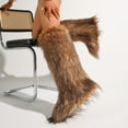 thumbnail image 4 of Women's Winter Fluffy Faux Fur Knee High Snow Boots Warm Plush Furry Outdoor Y2K Boots, 4 of 5