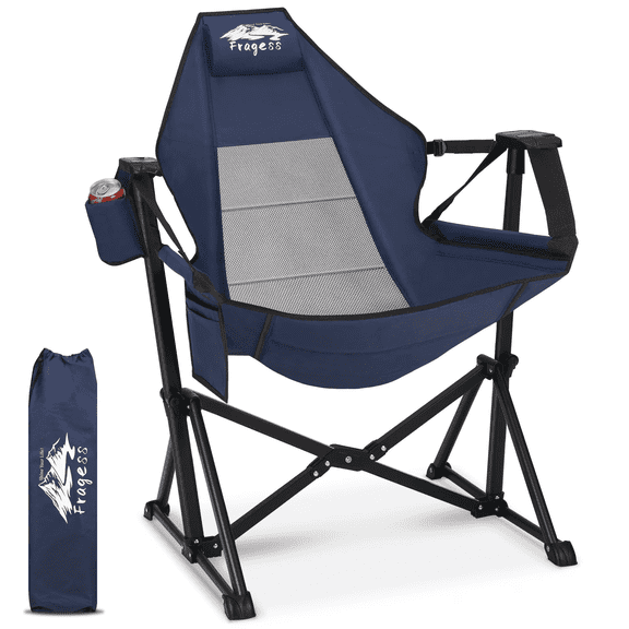 HABUTWAY Portable Folding Hammock Chair for Adults, Adjustable Back Supports 330lbs, Camping Swing Chair for Lawn Concerts Backyard Blue
