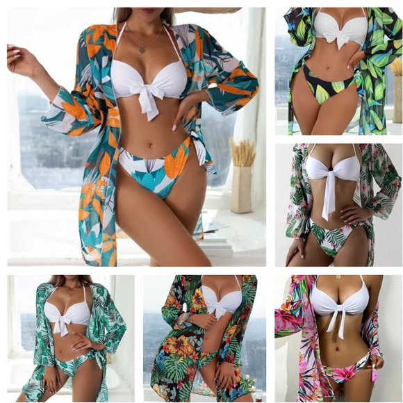 Three-piece sandy beach bikini Mesh Split Swimsuit for Women bikini