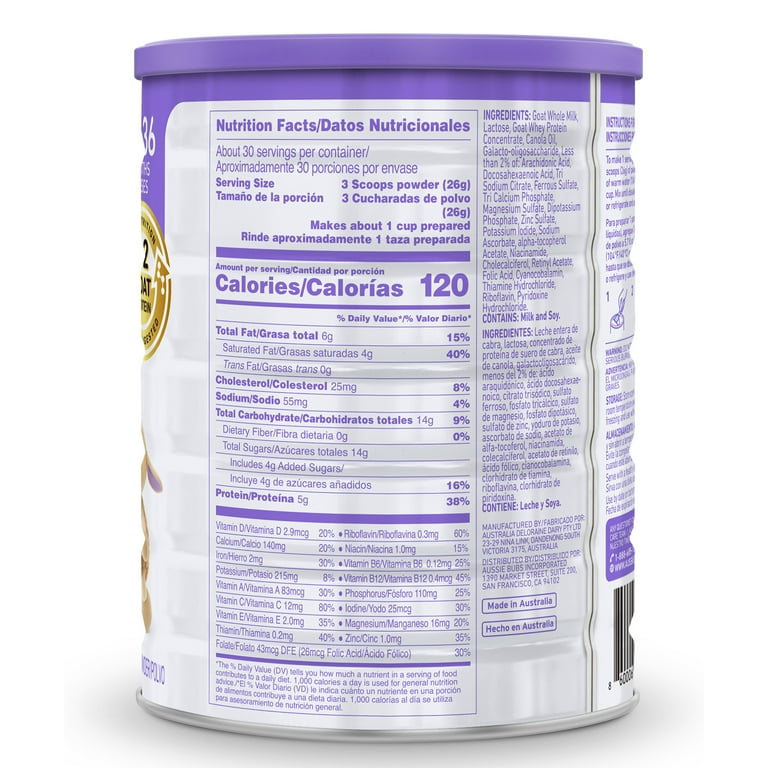 Aussie Bubs™ Australian Goat Milk-based Toddler Formula, 800g (12