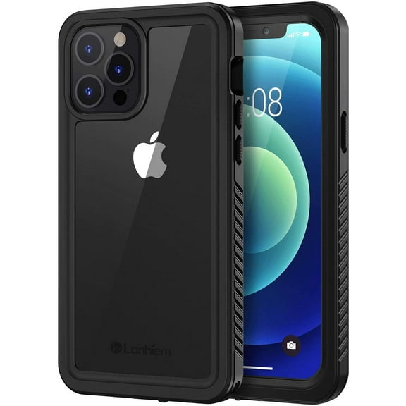for iPhone 12 Pro Max Case, IP68 Waterproof Dustproof Shockproof Case with Built-in Screen Protector, Full Body Underwater Protective Clear Cover for iPhone 12 Pro Max 6.7 inch -Black