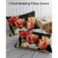 thumbnail image 3 of Luxury Tulip Floral Pillow Covers Queen Size 2 Pack, Farmhouse Vintage Botanical Flowers Soft Bed Throw Pillowcases Breathable Cooling Long Lumbar Body Pillow Sham Cover for Bed Sofa 20''x30'', 3 of 7