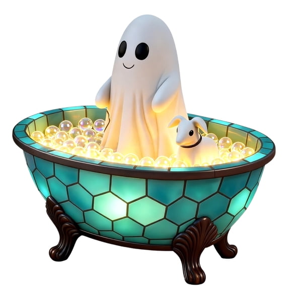 Halloween Ghost Bubble Bath Lamp, Cute Bathtub Ghost Night Lights, Halloween Lamp Ghost Nightlight Halloween Decorations Indoor, Battery Operated Resin LED Lamp for Bedroom Mantel Bathroom Decor